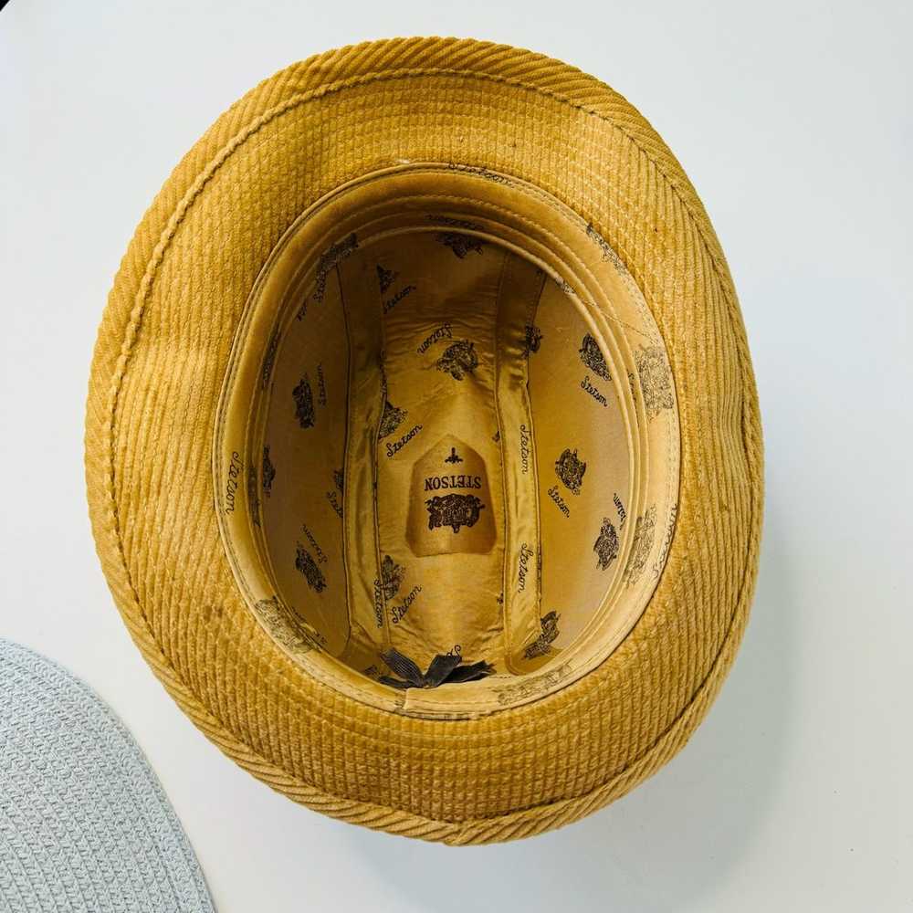 Vintage Stetson Corduroy Fedora Hat Tan - image 6