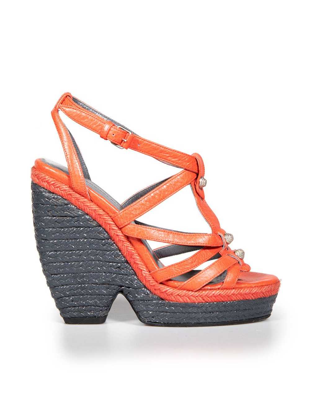 Balenciaga Orange Leather Wedge Sandals - image 1