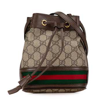 Brown Gucci Mini GG Supreme Ophidia Bucket Bag