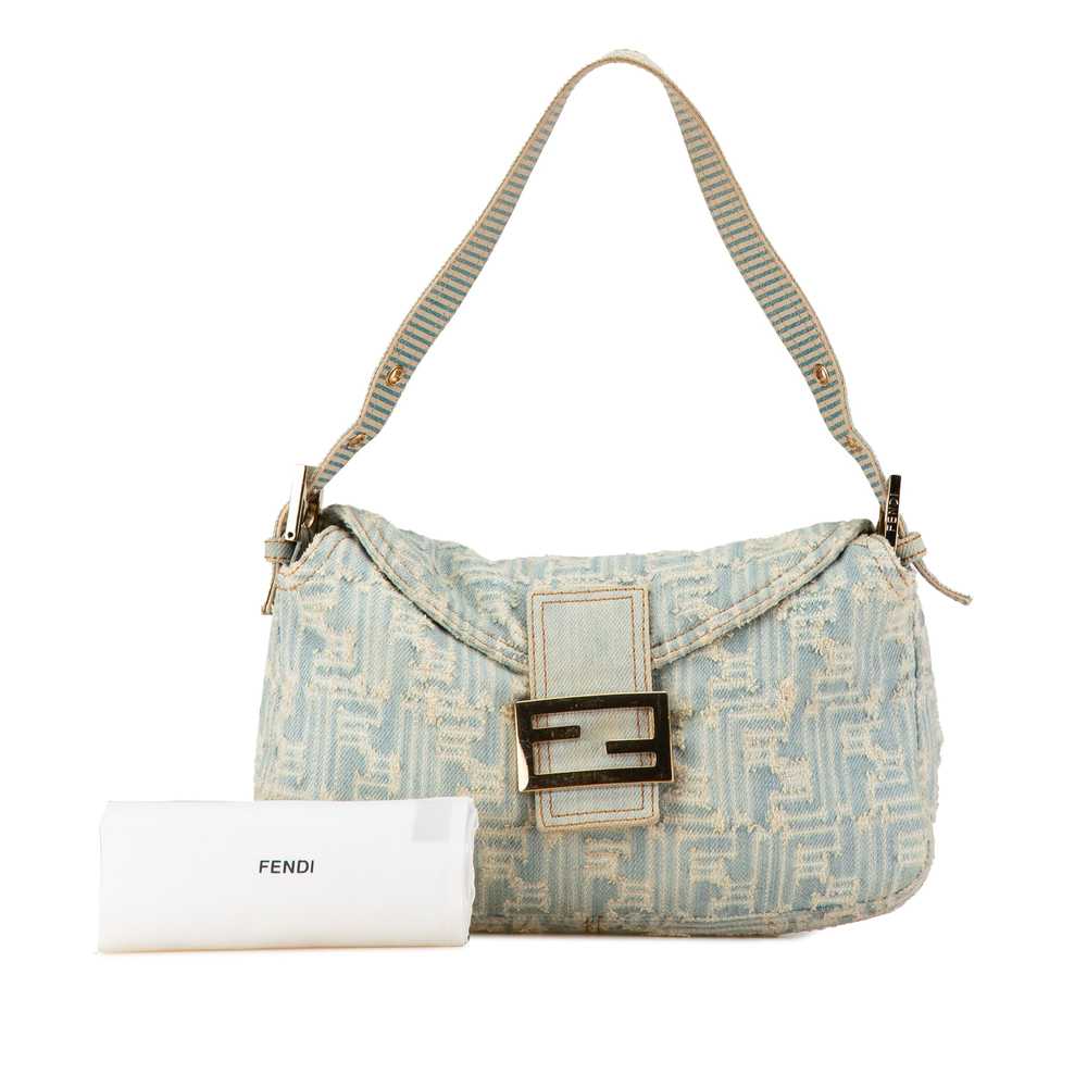 Blue Fendi Zucca Denim Double Flap Shoulder Bag - image 10