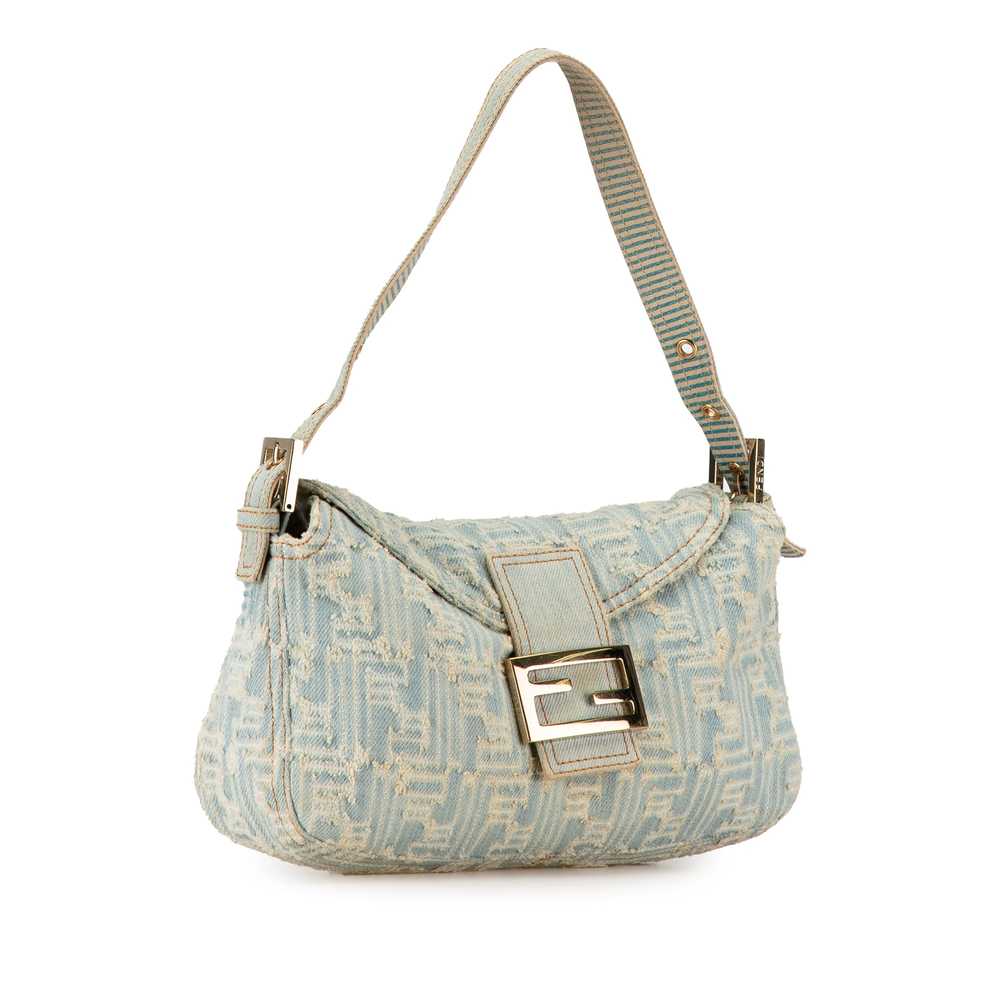 Blue Fendi Zucca Denim Double Flap Shoulder Bag - image 2