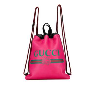 Pink Gucci Logo Drawstring Backpack