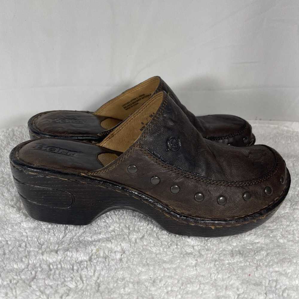 Born Soft Brown Leather Studded Clogs Slip On Wom… - image 12