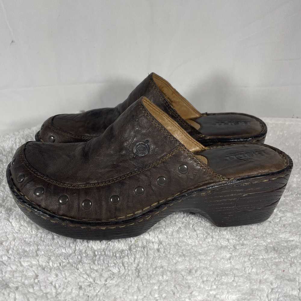 Born Soft Brown Leather Studded Clogs Slip On Wom… - image 9