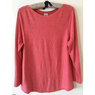 A Chico's Size 2 (Large) Boat Neck Pink Sweater T… - image 1