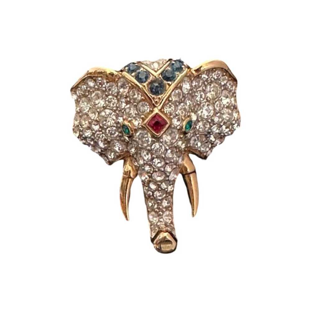 Brand Vintage D’Orlan Crystal Elephant Brooch - image 1