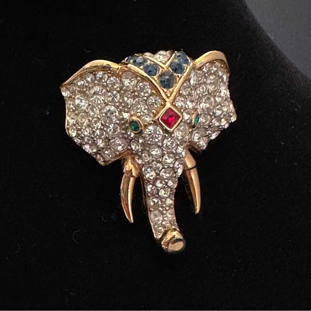 Brand Vintage D’Orlan Crystal Elephant Brooch - image 3