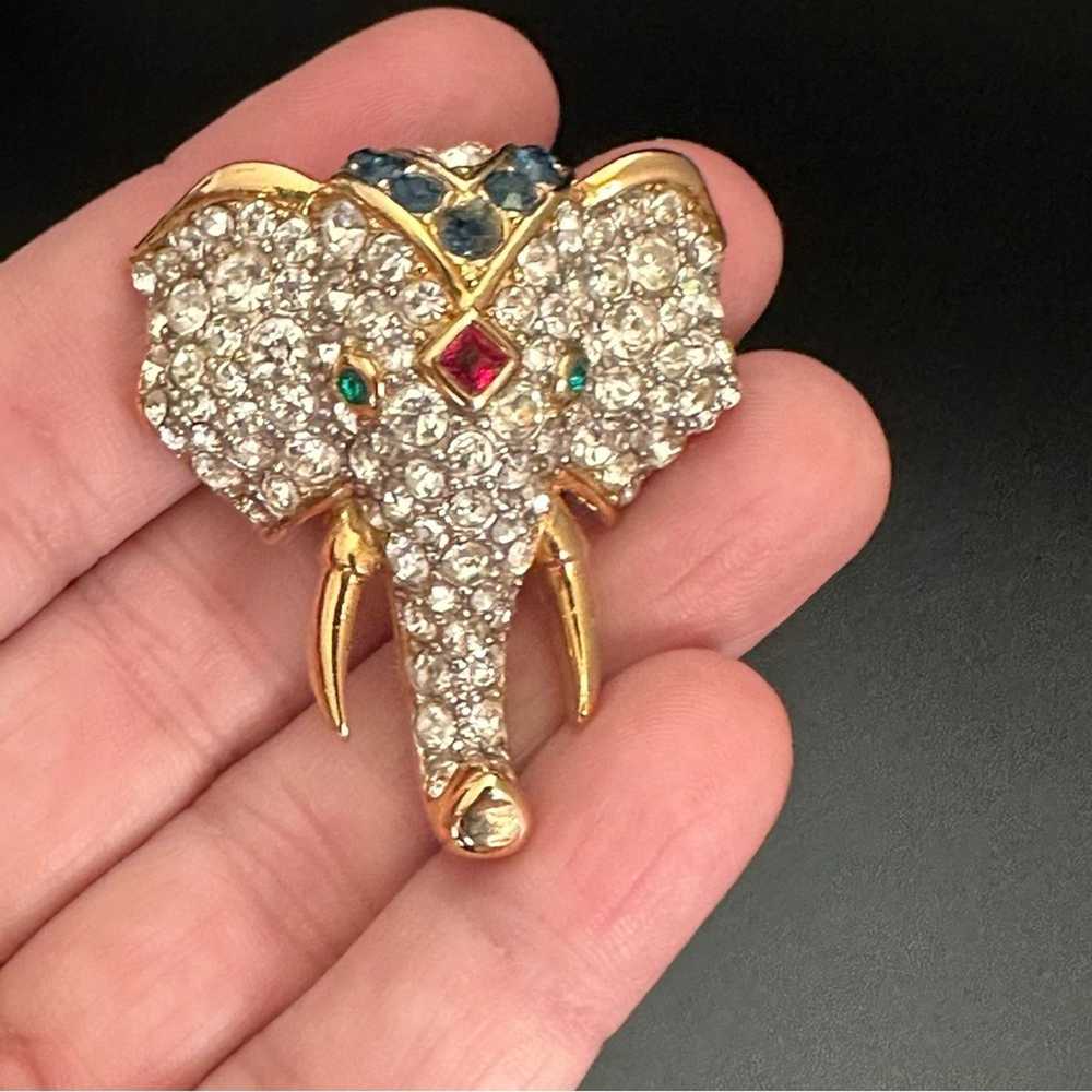 Brand Vintage D’Orlan Crystal Elephant Brooch - image 4