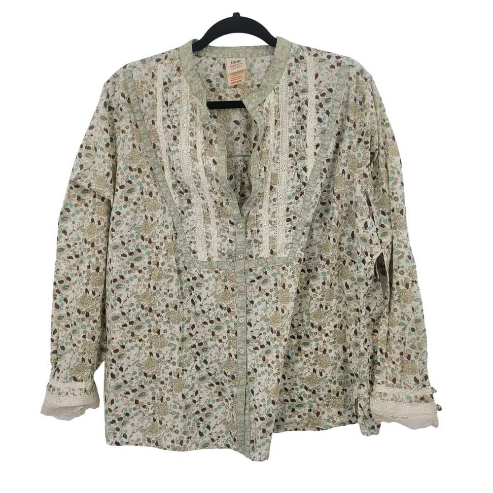 Faded Glory Vintage Ditsy Floral Blouse 18W/20W G… - image 12