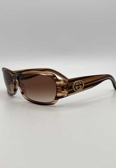 Gucci Sunglasses Rectangle Brown Bamboo Striped Gl