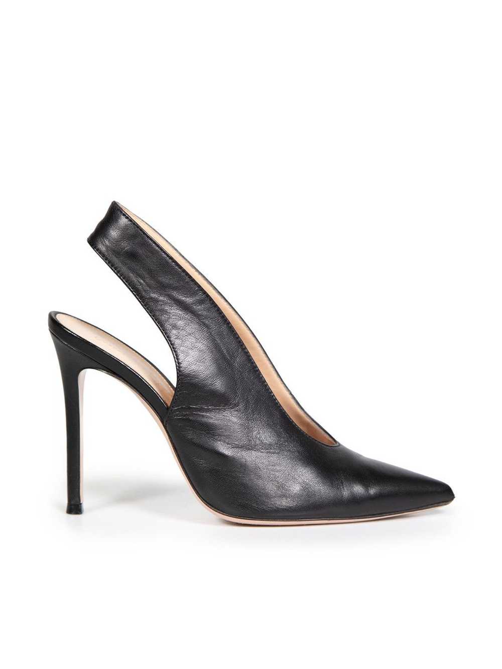 Gianvito Rossi Black Leather Vamp Slingback Pumps - image 1