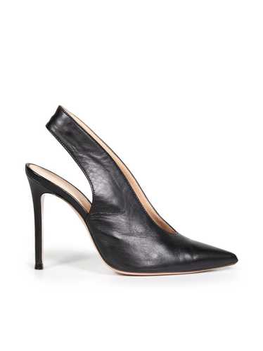 Gianvito Rossi Black Leather Vamp Slingback Pumps