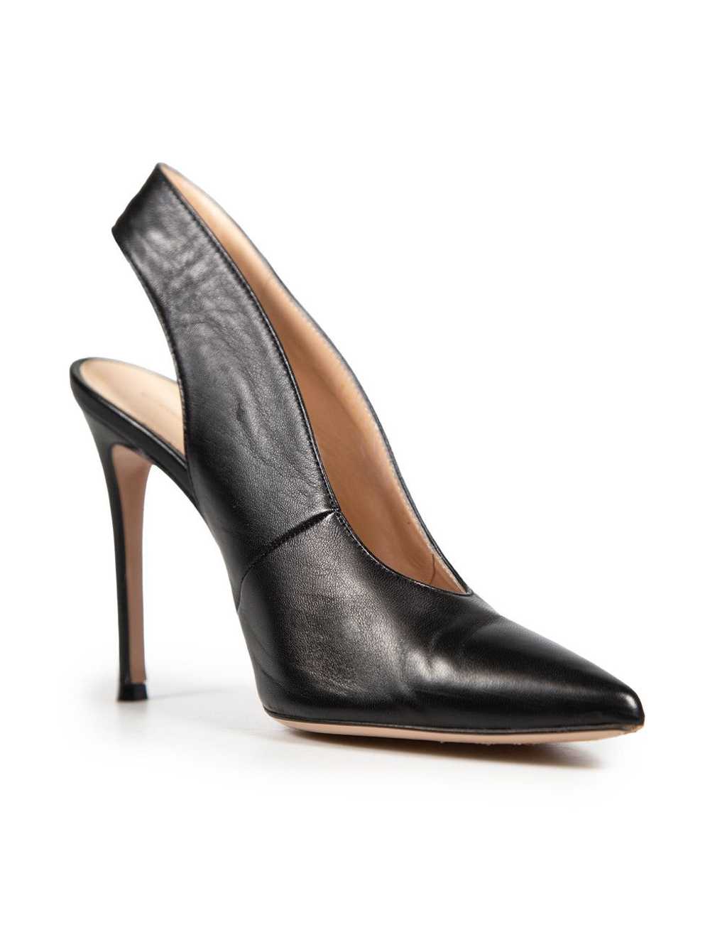 Gianvito Rossi Black Leather Vamp Slingback Pumps - image 2