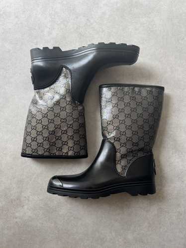 Gucci Gucci Monogram Black Wellington Boots Rubber