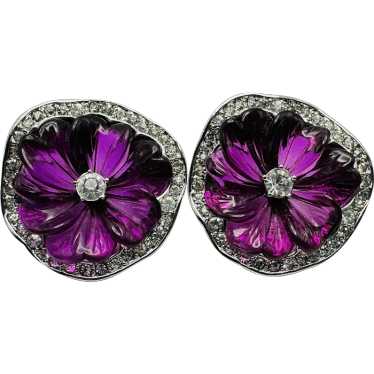 KJL Kenneth Jay Lane Purple Pansy Flower Rhineston