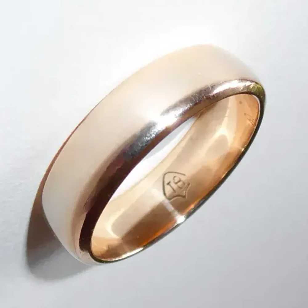 18k Antique Rose Gold Classic Band Ring - image 11