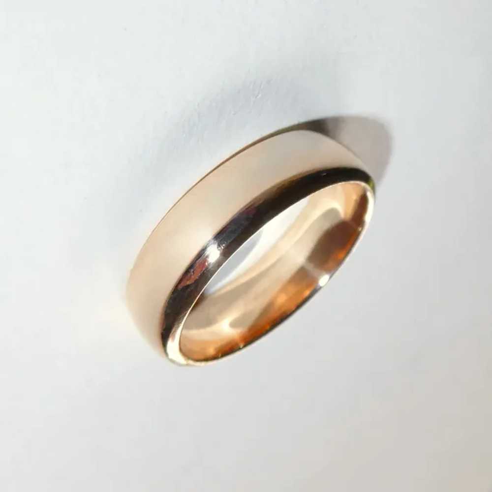 18k Antique Rose Gold Classic Band Ring - image 8