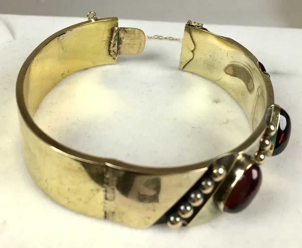 Rare Antique Victorian 14K Cabochon Garnet Bangle - image 10