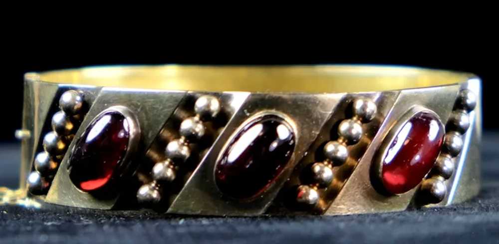 Rare Antique Victorian 14K Cabochon Garnet Bangle - image 11