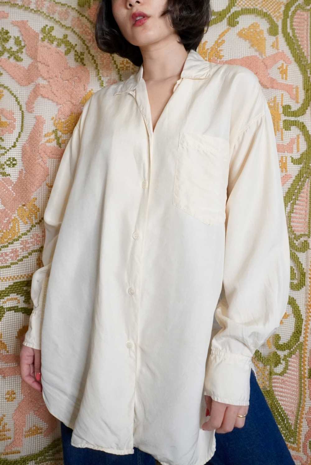 Loose Fit Silk Blouse, M-L - image 3