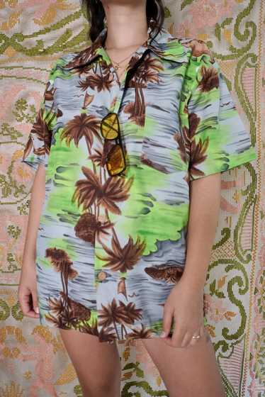 Acid Green Aloha Shirt, L-XL