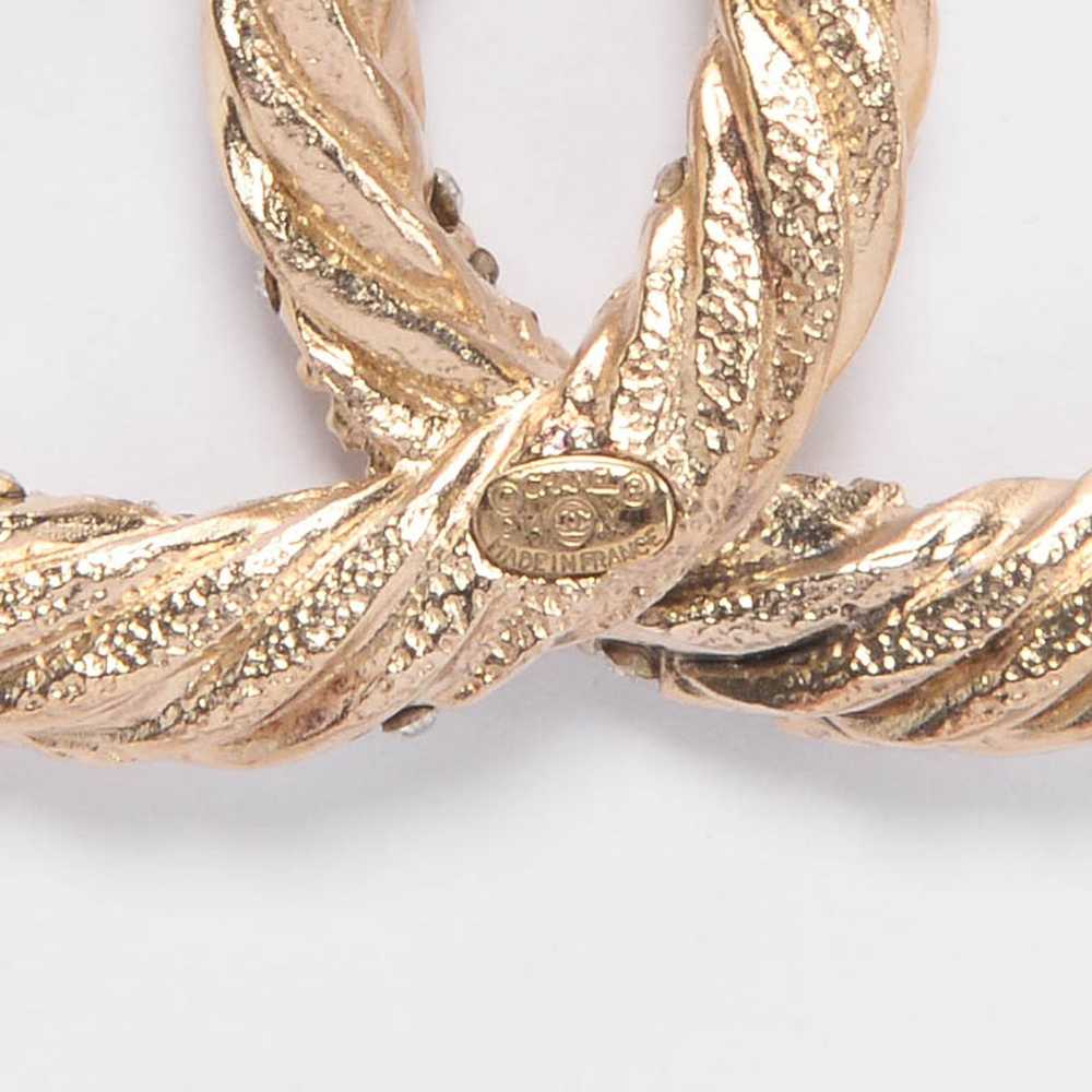 Chanel Light Gold Crystal CC Twist Brooch - image 3