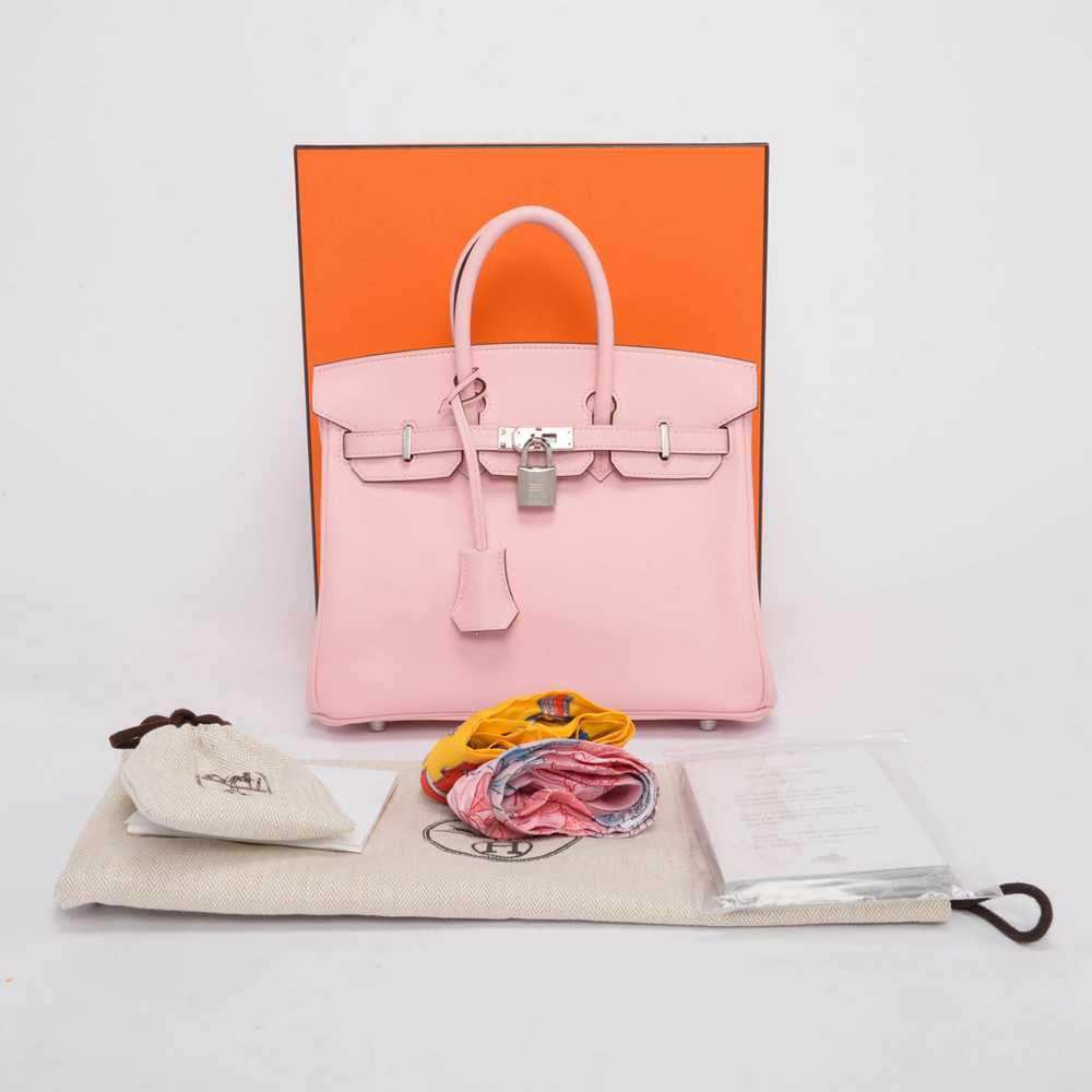 Hermes Rose Sakura Veau Johnathan Birkin 25 PHW - image 11