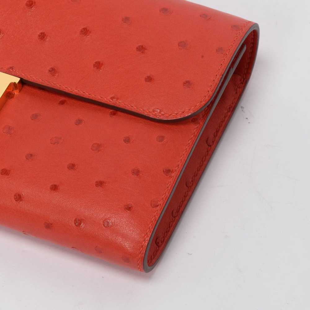 Hermes Rouge Vif Ostrich Constance Long Wallet - image 10