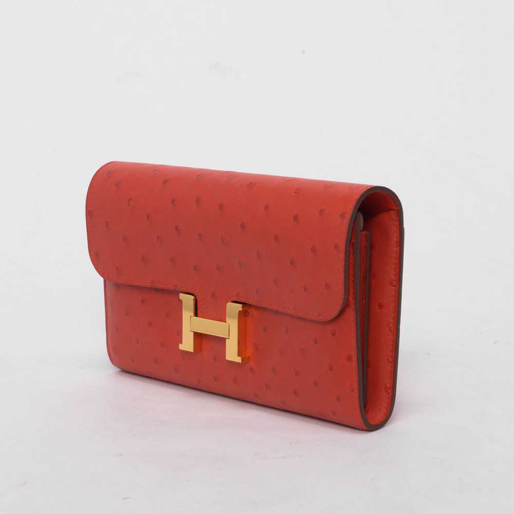 Hermes Rouge Vif Ostrich Constance Long Wallet - image 2