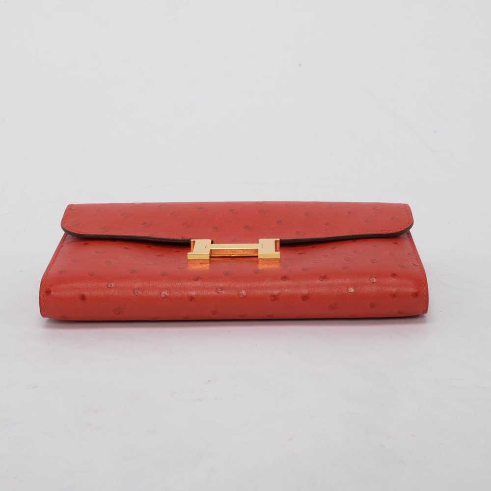 Hermes Rouge Vif Ostrich Constance Long Wallet - image 4