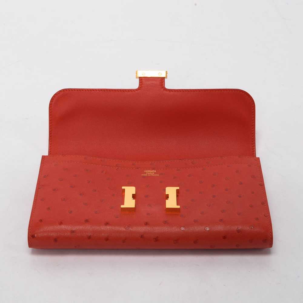 Hermes Rouge Vif Ostrich Constance Long Wallet - image 5