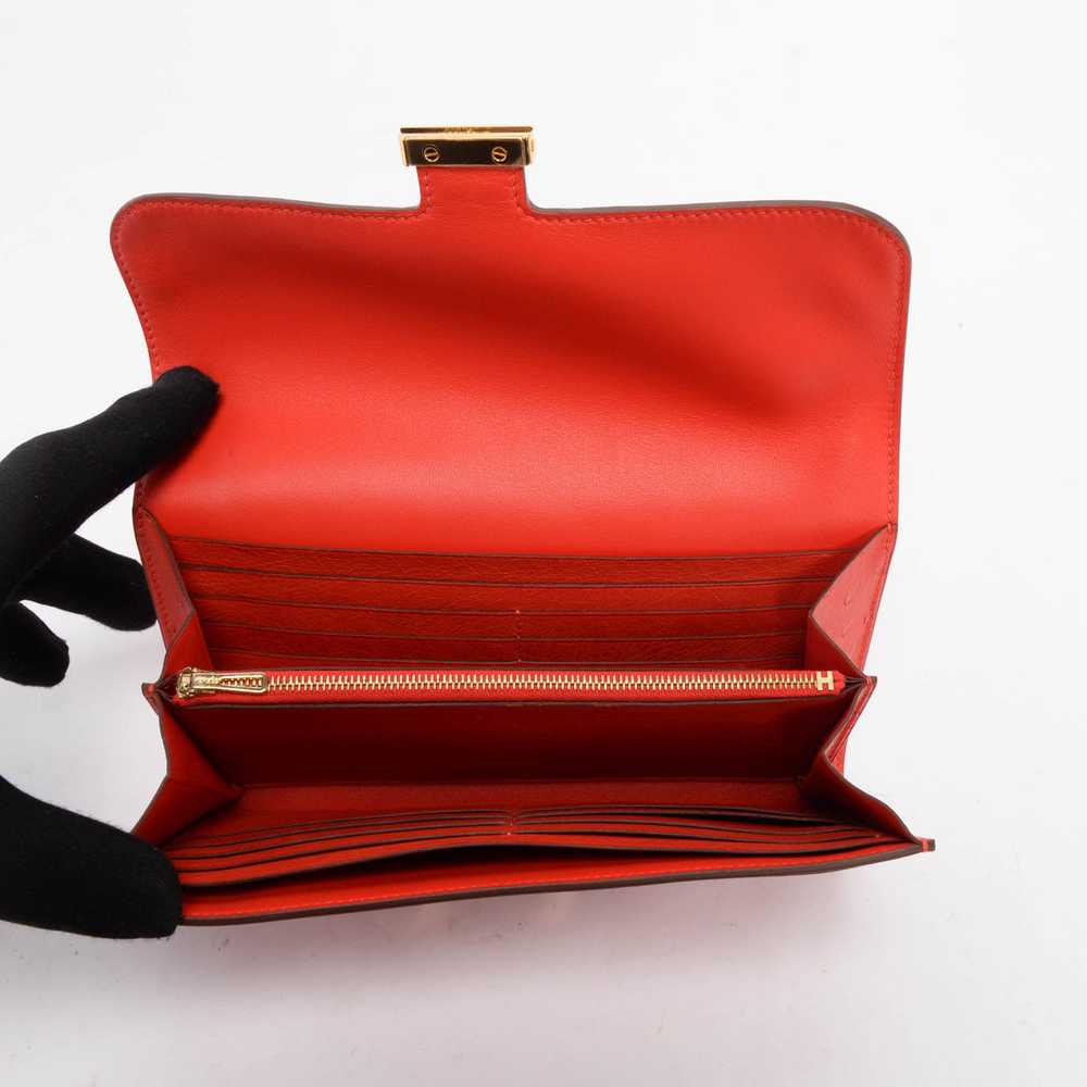 Hermes Rouge Vif Ostrich Constance Long Wallet - image 6