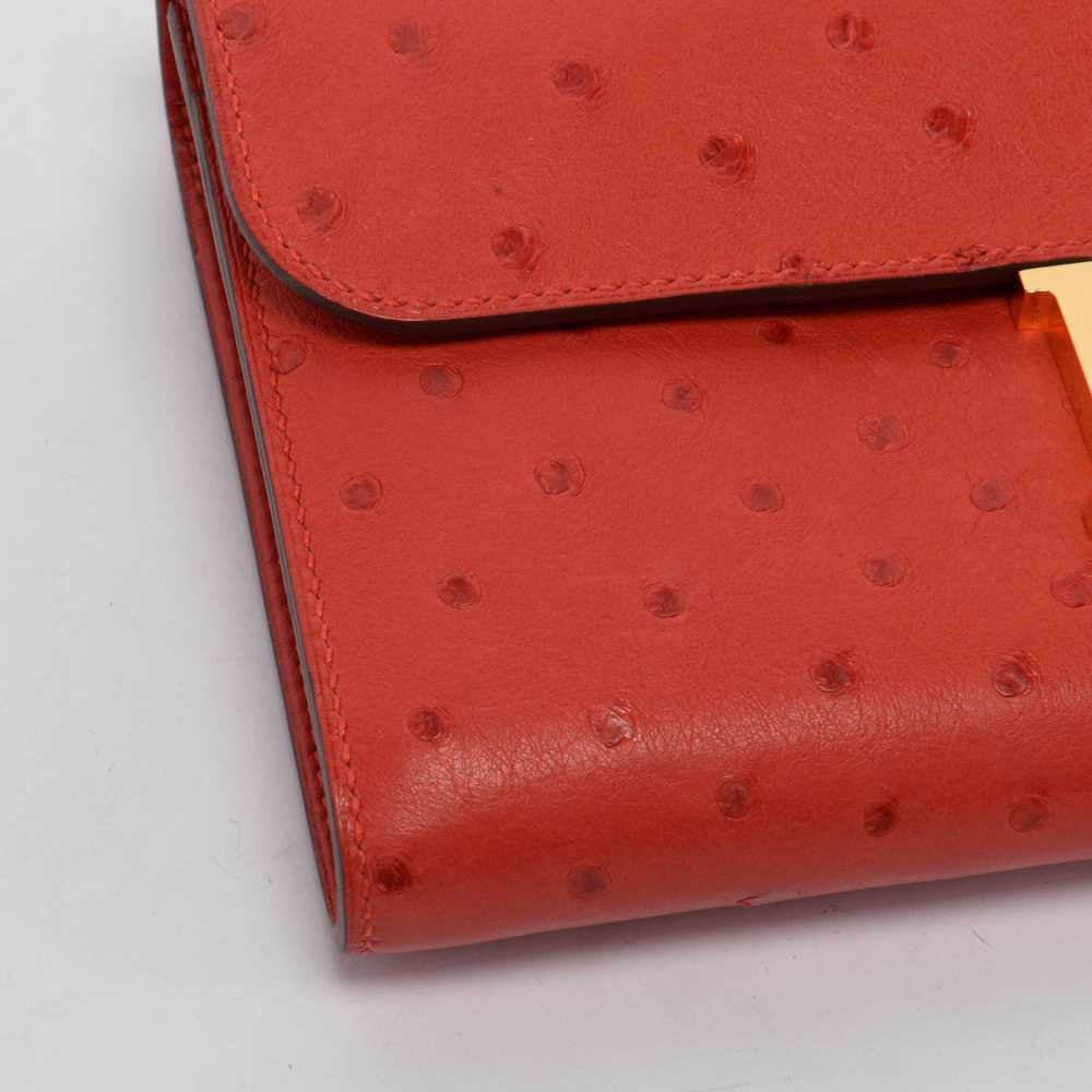 Hermes Rouge Vif Ostrich Constance Long Wallet - image 9