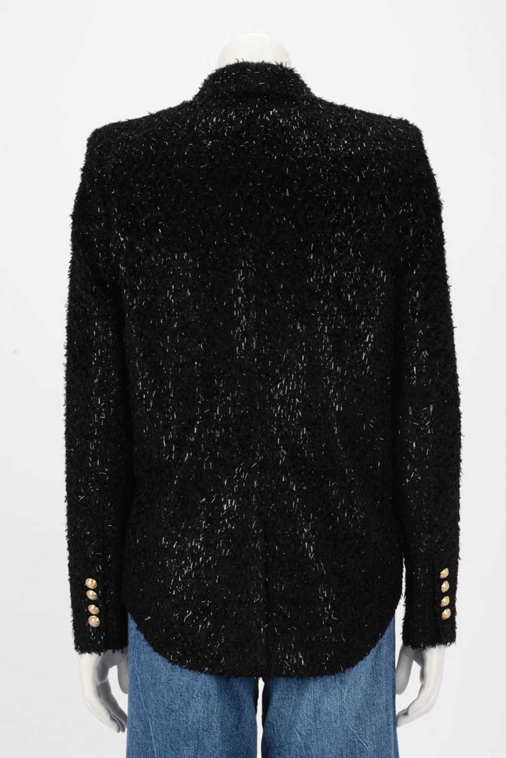 Balmain Black Fringed Lame Double Breasted Blazer… - image 3