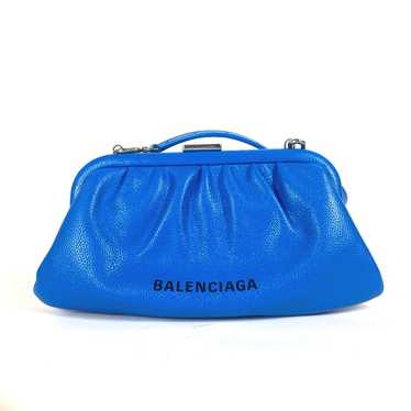 BALENCIAGA Clutch bag 618895 leather blue Cloud XS