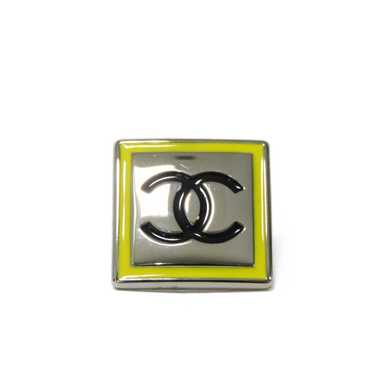 CHANEL Brooch Enamel x Metal yellow CC mark Squar… - image 1