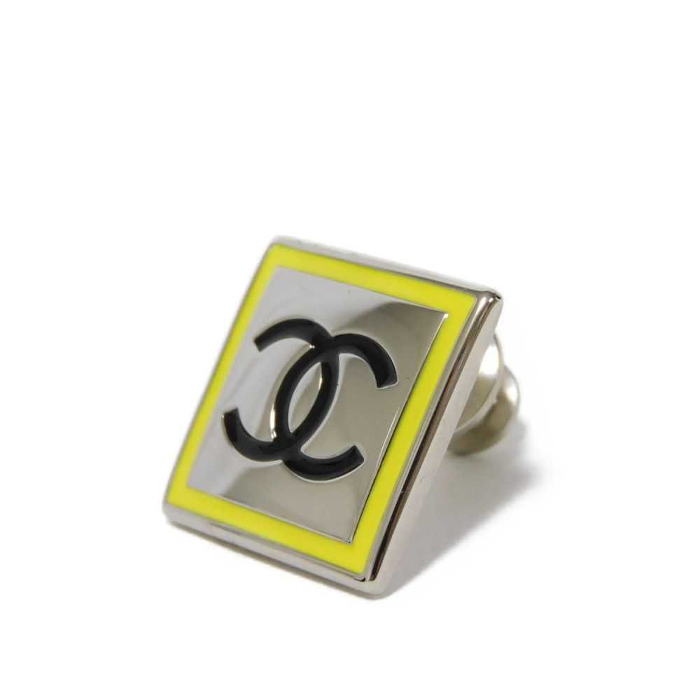 CHANEL Brooch Enamel x Metal yellow CC mark Squar… - image 2