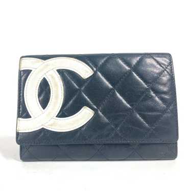 CHANEL Folded wallet leather black Cambon line CC… - image 1