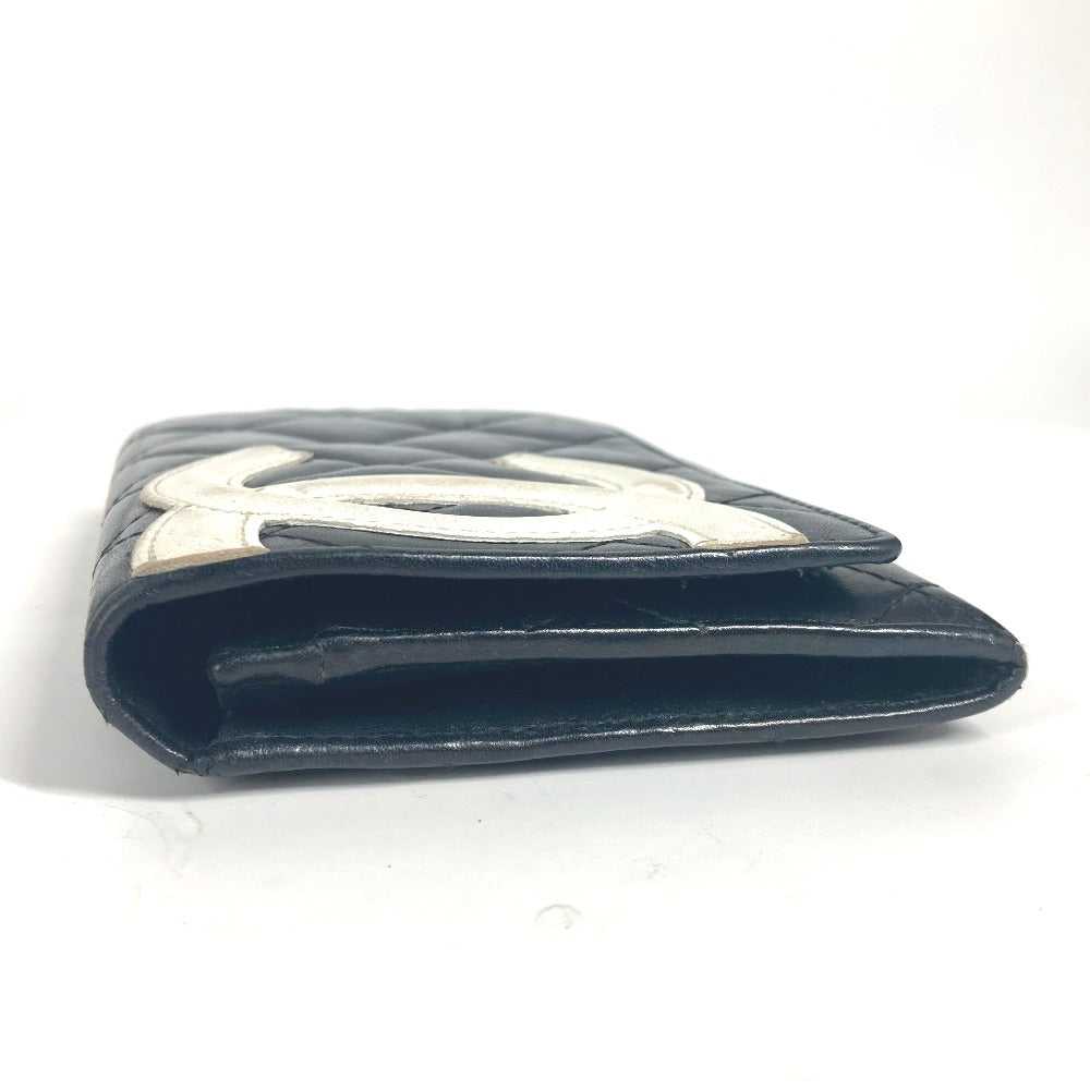 CHANEL Folded wallet leather black Cambon line CC… - image 4