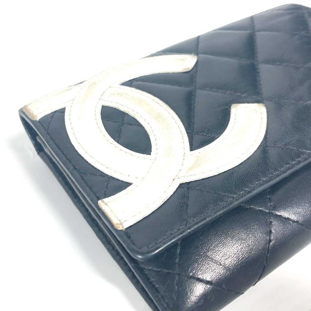 CHANEL Folded wallet leather black Cambon line CC… - image 5