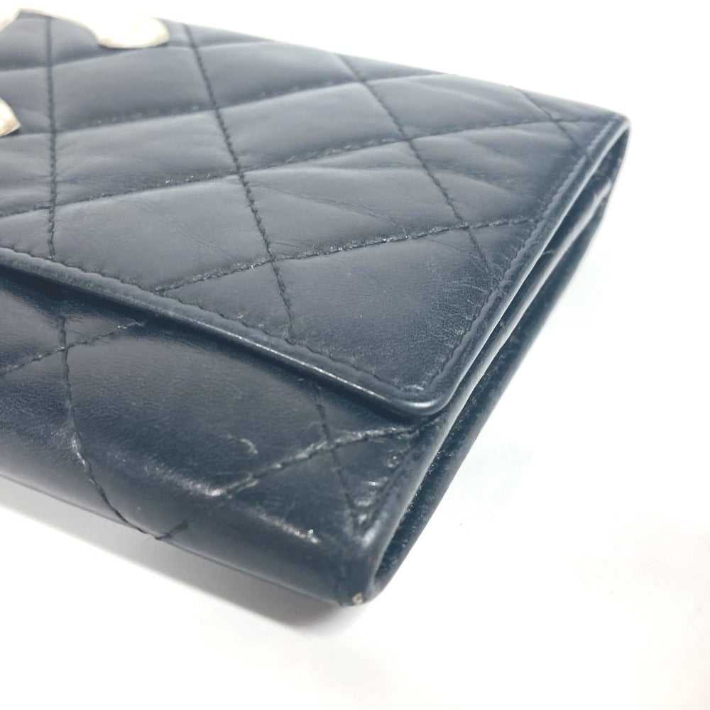 CHANEL Folded wallet leather black Cambon line CC… - image 6