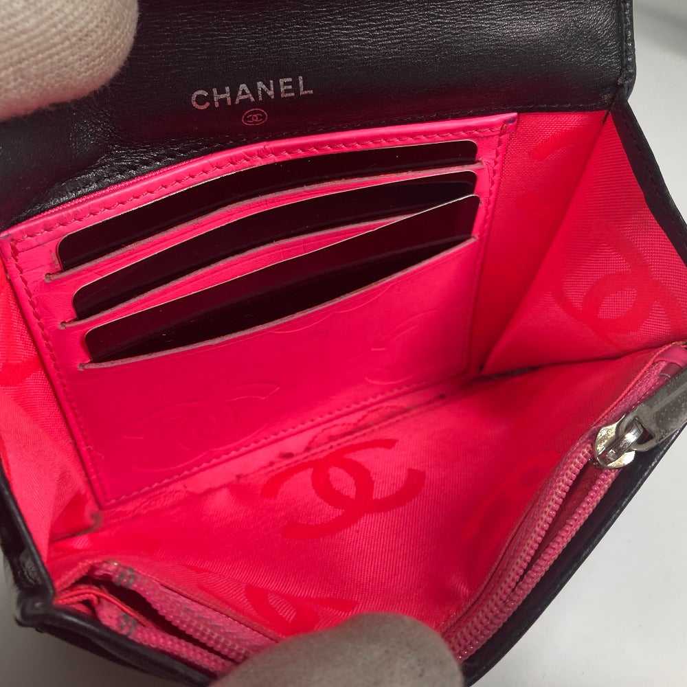 CHANEL Folded wallet leather black Cambon line CC… - image 7