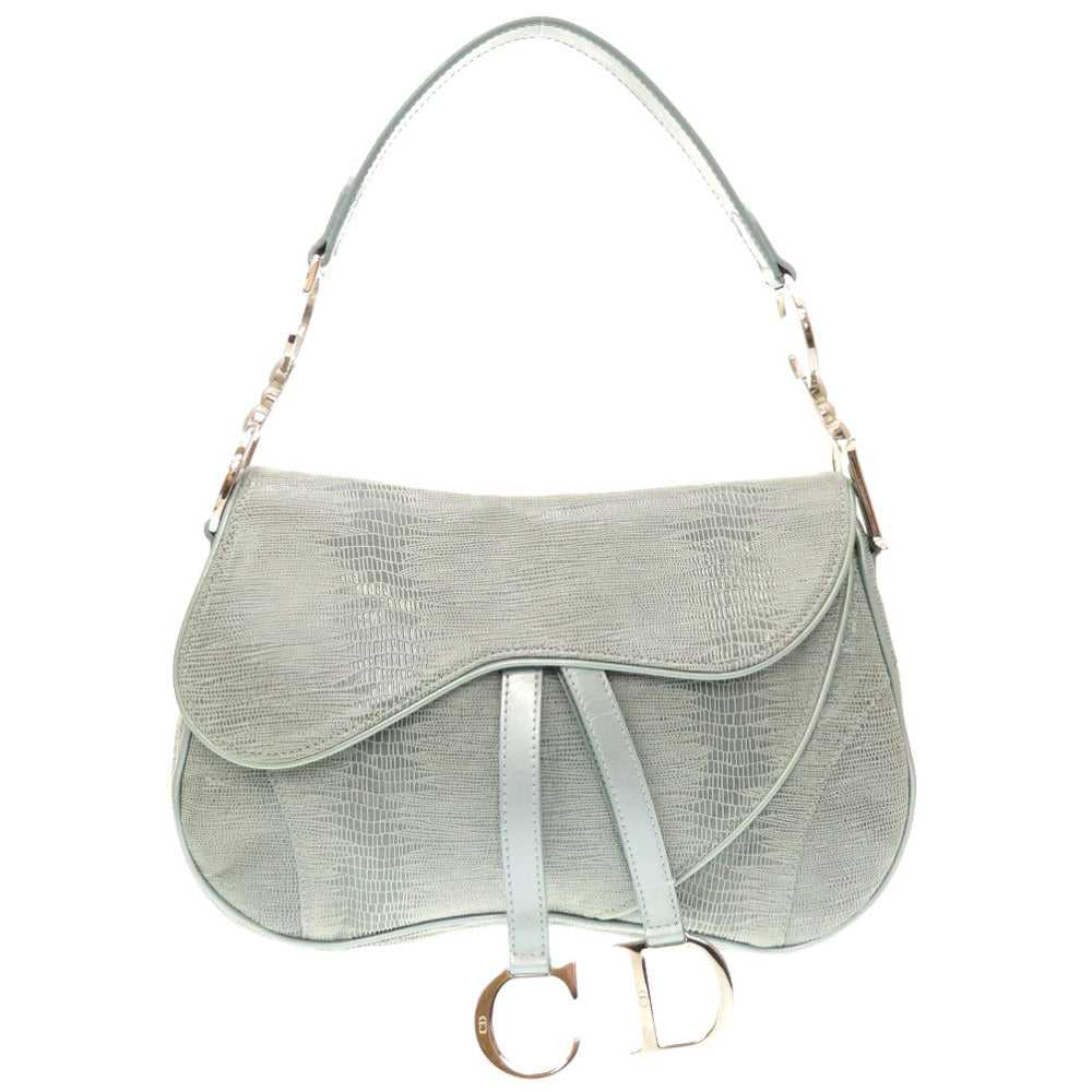 Christian Dior Handbag leather blue Saddle bag Wo… - image 1