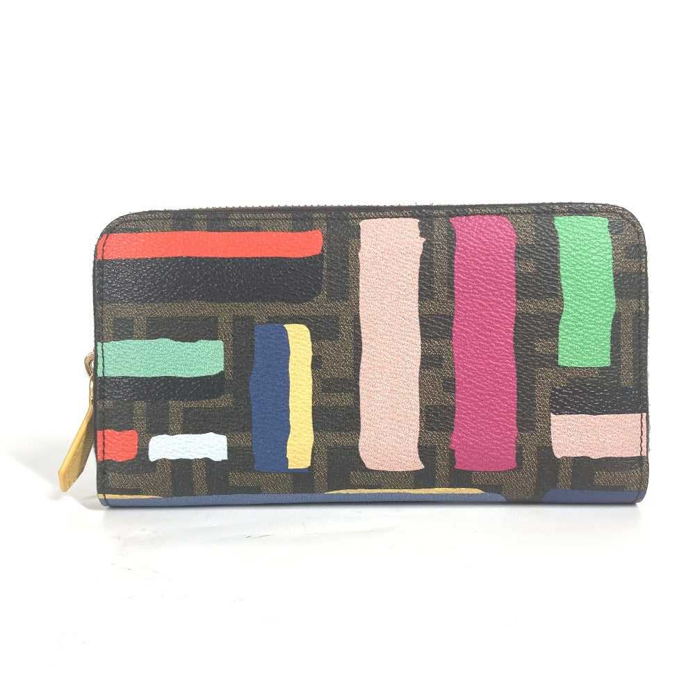 FENDI Long Wallet Purse 8M0299 PVC / Leather Brow… - image 1