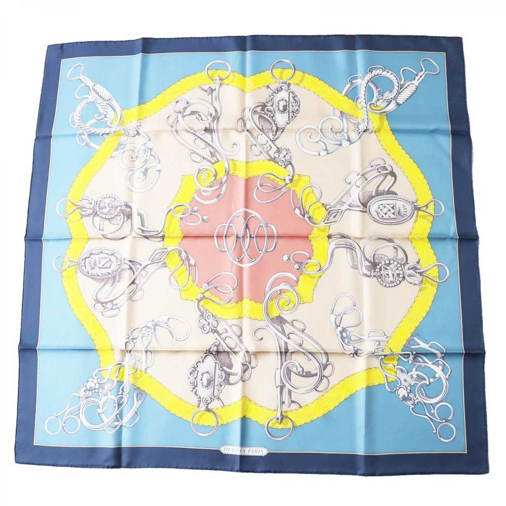 HERMES scarf silk MARINE/BLEU GLACIE Carre90 - image 1