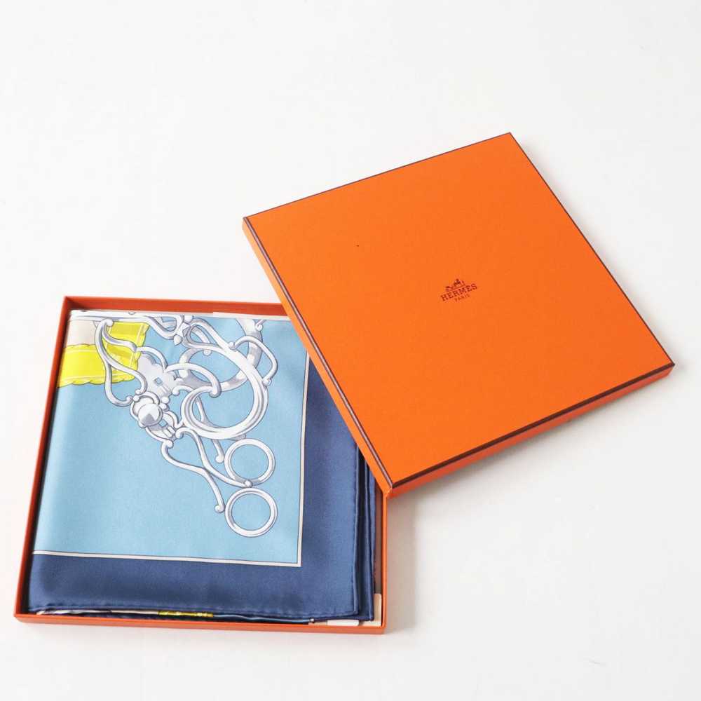 HERMES scarf silk MARINE/BLEU GLACIE Carre90 - image 2