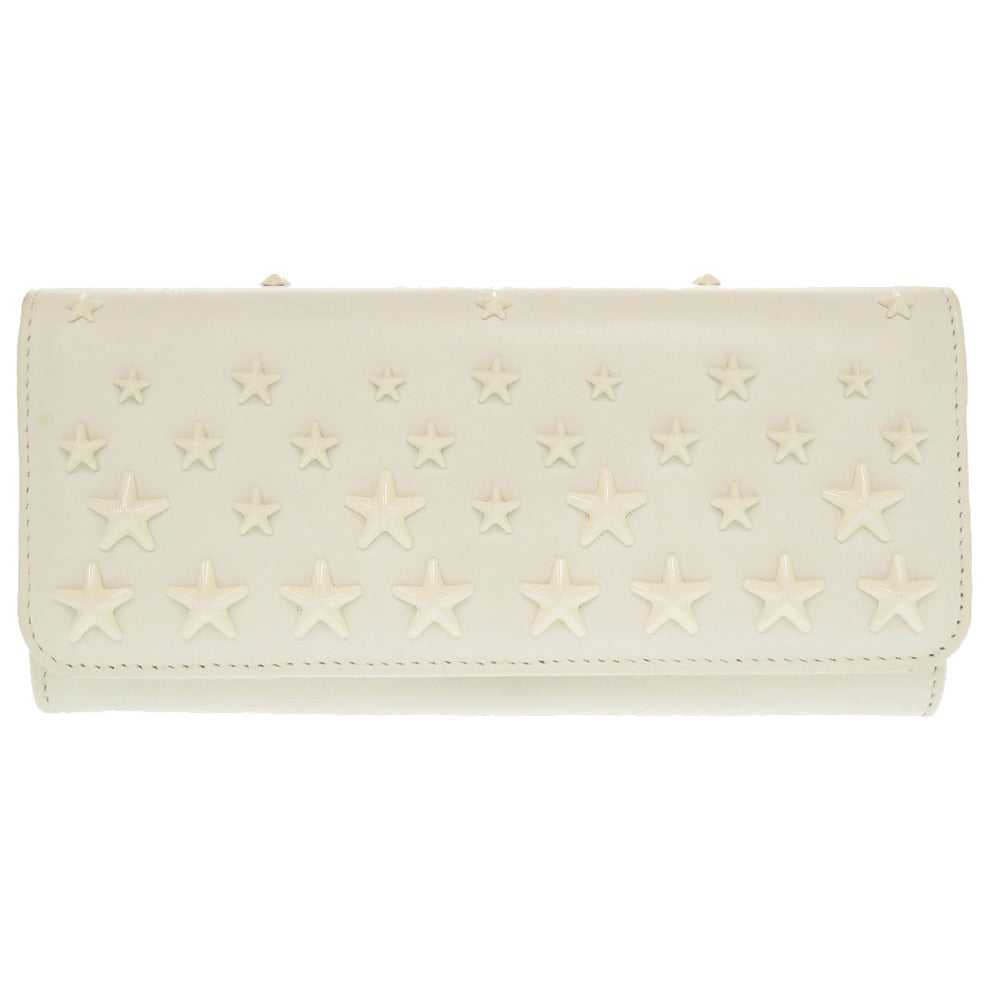 JIMMY CHOO Long Wallet Purse leather white 2 fold… - image 1