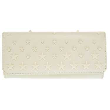 JIMMY CHOO Long Wallet Purse leather white 2 fold… - image 1