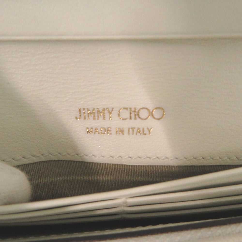 JIMMY CHOO Long Wallet Purse leather white 2 fold… - image 4