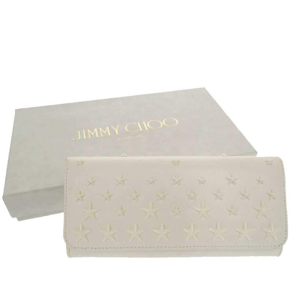 JIMMY CHOO Long Wallet Purse leather white 2 fold… - image 8